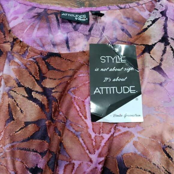 NWT Attitudes by Renee Global Illusions Burnout Overlay Knit Top Fuchsia XL - Picture 12 of 16